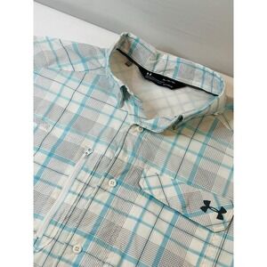 Under Armour Fish Hunter Performance Shirt Men's XL Button Up Plaid Vented Light